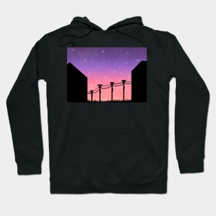 Cloudy skies, power lines, and fireflies Hoodie